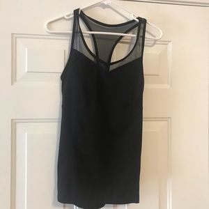 Used Zella top w/ built in bra & mesh neckline S